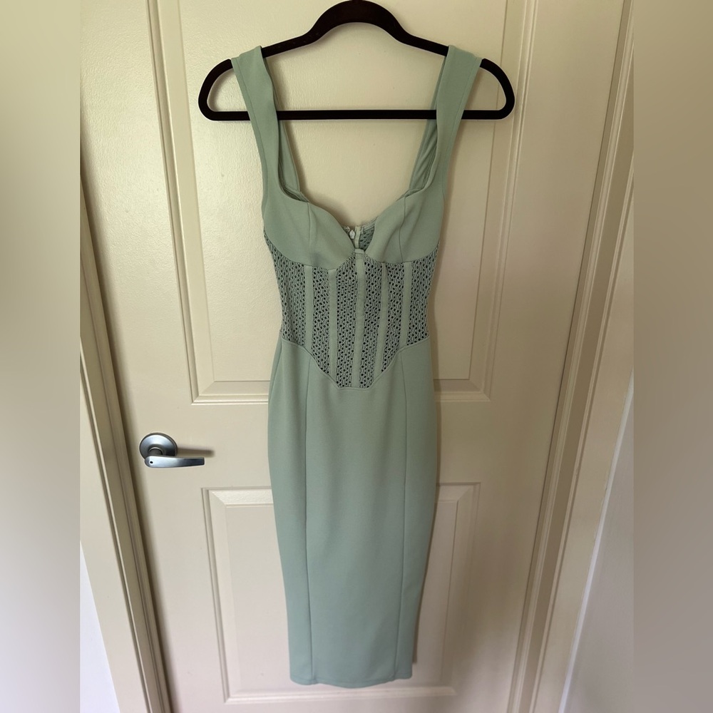 ASOS DESIGN Corset Lace Insert Midi Dress - Picture 3 of 7